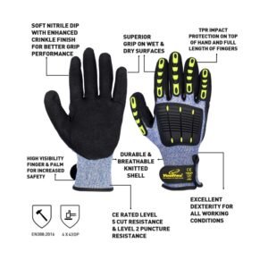 Supplier of Vaultex RUB72 Cut 5 Impact Resistant Gloves in UAE